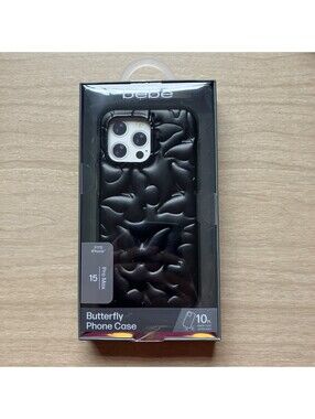 Y2K Whimsigoth Bebe Faux Leather Butterfly Puff Phone Case iPhone 15 Pro Max New